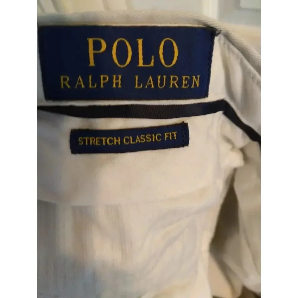 Polo Ralph Lauren Pants Khaki Tan Straight Leg Sz 38/32 Classic Stretch - Picture 7 of 10